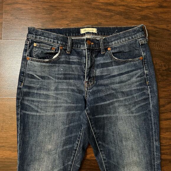 Madewell dark wash slim boyjean raw hem jeans size 28 - Picture 3 of 14